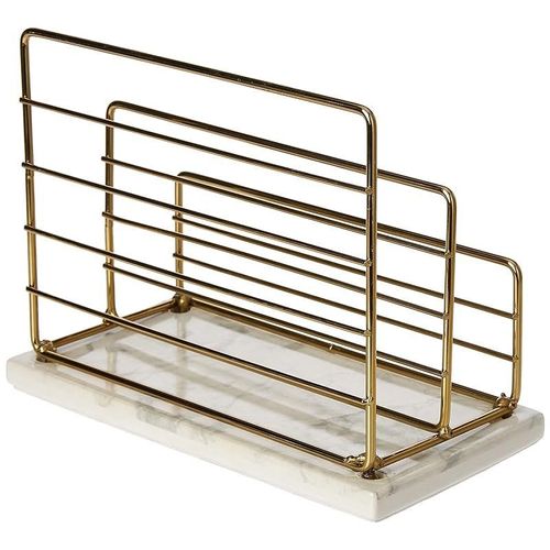 AQ Marmar Wire and Ceramic Letter Holder with Printed Marble Base