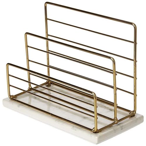 AQ Marmar Wire and Ceramic Letter Holder with Printed Marble Base