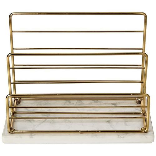 AQ Marmar Wire and Ceramic Letter Holder with Printed Marble Base