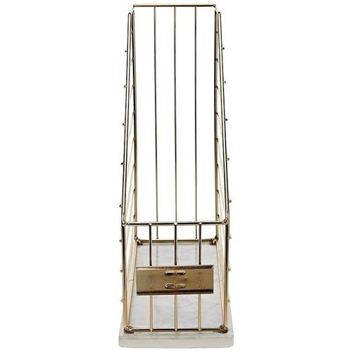 AQ Marmar Wire and Ceramic Magazine Holder with Printed Marble Base