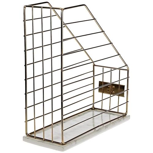 AQ Marmar Wire and Ceramic Magazine Holder with Printed Marble Base