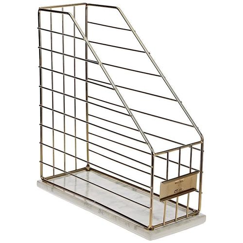 AQ Marmar Wire and Ceramic Magazine Holder with Printed Marble Base