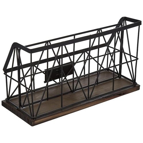 AQ Kenya Wire and Dark Wood Desk Organizer