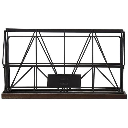 AQ Kenya Wire and Dark Wood Desk Organizer