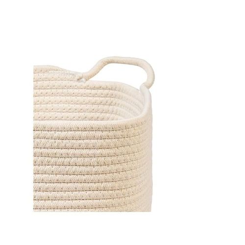 Homesmiths Cotton Rope Basket Upper Mouth White &amp; Green Dia30 X H30 Cm