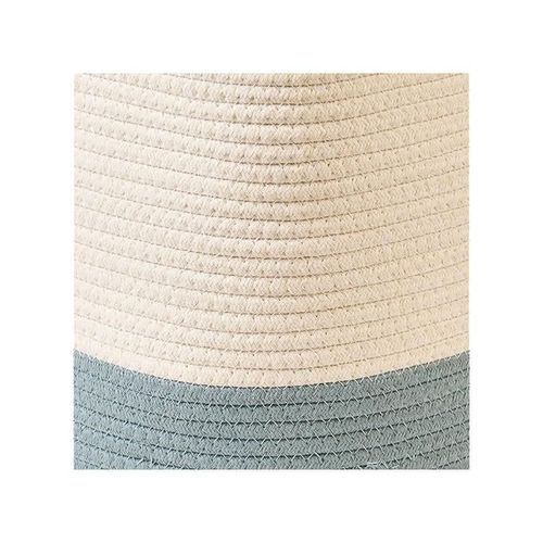 Homesmiths Cotton Rope Basket Upper Mouth White &amp; Green Dia30 X H30 Cm