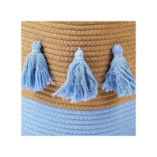 Homesmiths Cotton Rope Basket Upper Mouth Natural &amp; White Dia30 X H30 Cm