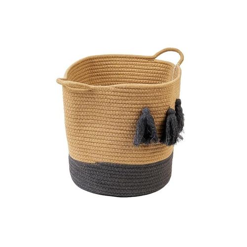 Homesmiths Cotton Rope Basket Upper Mouth Natural &amp; Dark Grey Dia30 X H30 Cm