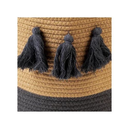 Homesmiths Cotton Rope Basket Upper Mouth Natural &amp; Dark Grey Dia30 X H30 Cm