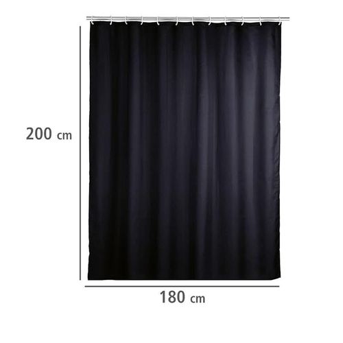Wenko Shower Curtain 180 x 200 cm Black Anti Mould