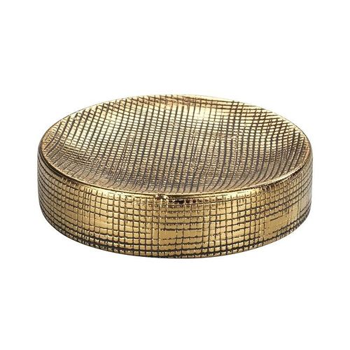 Wenko Rivara Painted Hand Made Soap Dish, Ceramic, Gold, 10 X 2.5 X 10 cm