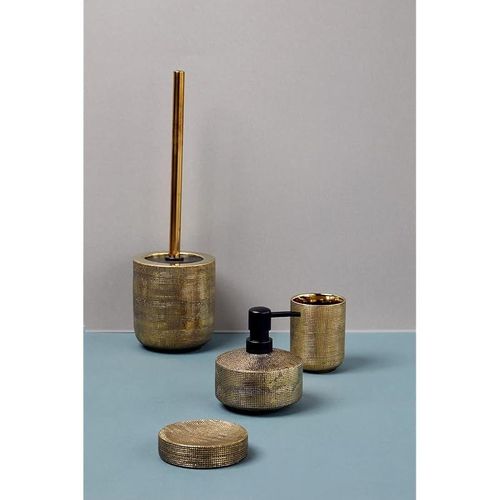 Wenko Rivara Painted Hand Made Soap Dish, Ceramic, Gold, 10 X 2.5 X 10 cm