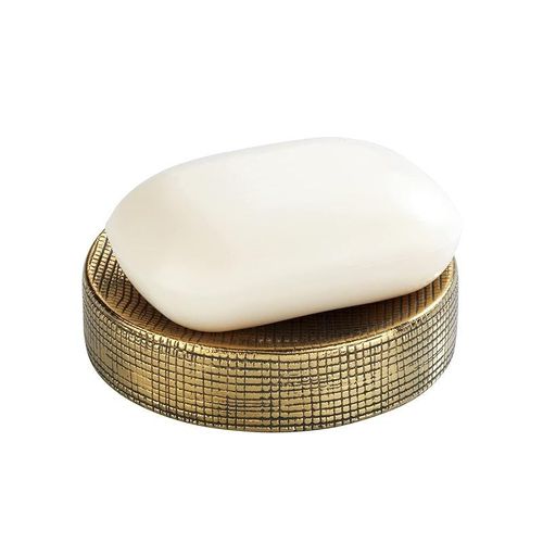 Wenko Rivara Painted Hand Made Soap Dish, Ceramic, Gold, 10 X 2.5 X 10 cm