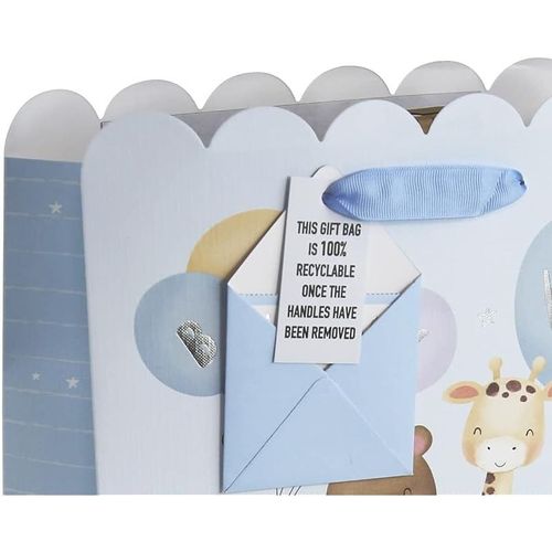Eurowrap Baby Boy Blue Baby Shower Newborn Gift Bag with Gift Bag 100% Recyclable Large