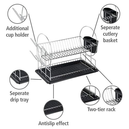 Wenko Premium Duo Dish Rack - Silver