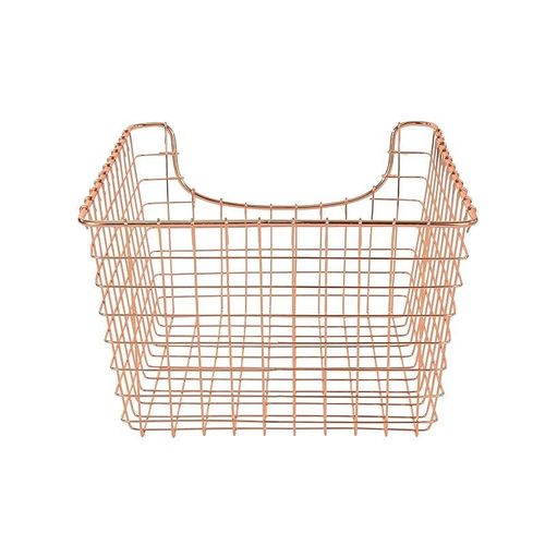 Spectrum Diversified Scoop Wire Basket, Vintage-Inspired Steel Storage Solution Medium - Copper