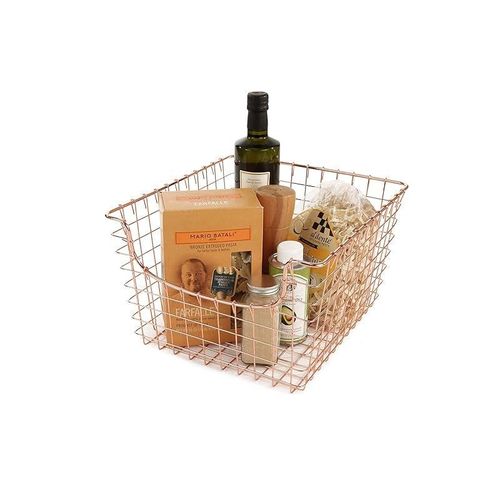 Spectrum Diversified Scoop Wire Basket, Vintage-Inspired Steel Storage Solution Medium - Copper