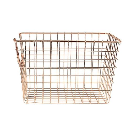 Spectrum Diversified Scoop Wire Basket, Vintage-Inspired Steel Storage Solution Small - Copper