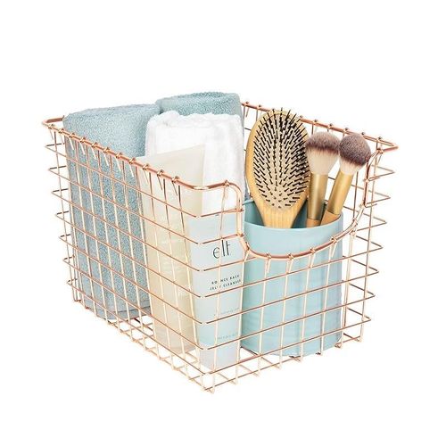Spectrum Diversified Scoop Wire Basket, Vintage-Inspired Steel Storage Solution Small - Copper