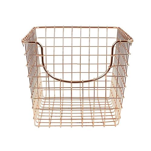 Spectrum Diversified Scoop Wire Basket, Vintage-Inspired Steel Storage Solution Small - Copper