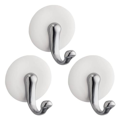 Idesign Interdesign Affixx York Small Hook 3-Pieces Set - White/Chrome