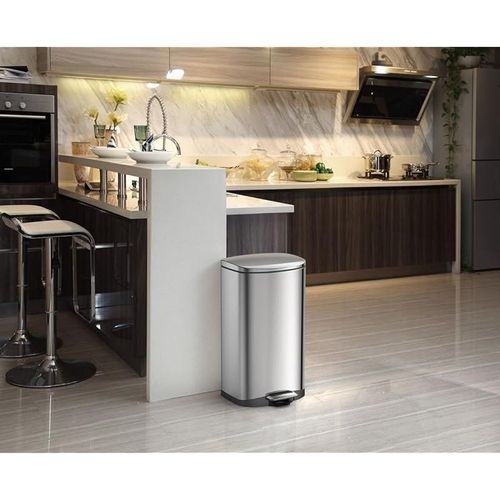 Eko Della Stainless Steel Rectangular Step Waste Bin With Soft Close Lid, 12-Liter
