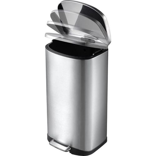 Eko Della Stainless Steel Rectangular Step Waste Bin With Soft Close Lid, 12-Liter