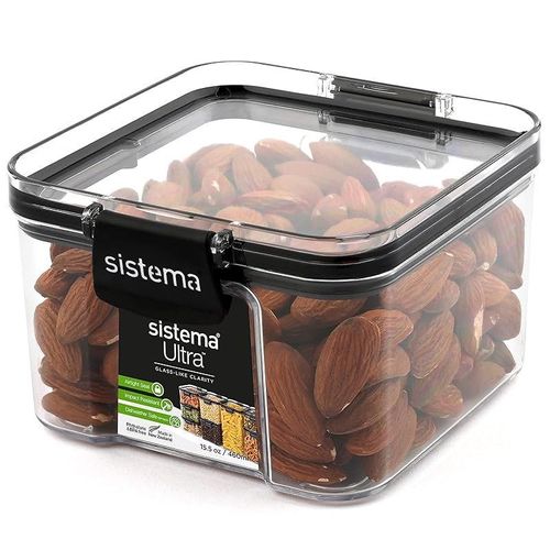 Sistema 51400Zs Ultra Square Canister, Tritan, Clear Black, 460 Ml