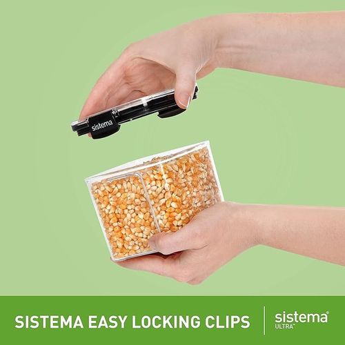 Sistema 51400Zs Ultra Square Canister, Tritan, Clear Black, 460 Ml