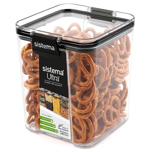 Sistema 51402Zs Ultra Square Canister, Tritan, Clear Black, 920 Ml