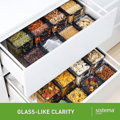 Sistema 51402Zs Ultra Square Canister, Tritan, Clear Black, 920 Ml