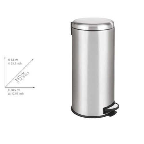 Wenko Pedal Bin Leman Easy Close 30 Liter Stainless Steel