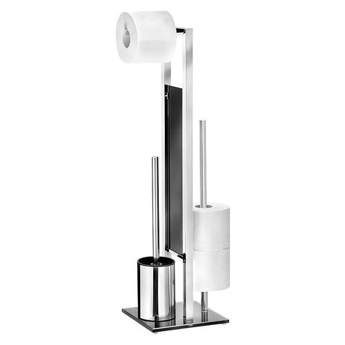 Wenko, Free Standing Toilet Brush Rivalta, Home And Bathroom Toilet Roll Organizer - Chrome