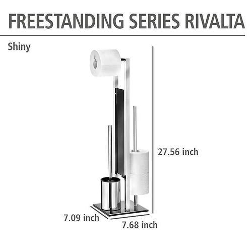 Wenko, Free Standing Toilet Brush Rivalta, Home And Bathroom Toilet Roll Organizer - Chrome