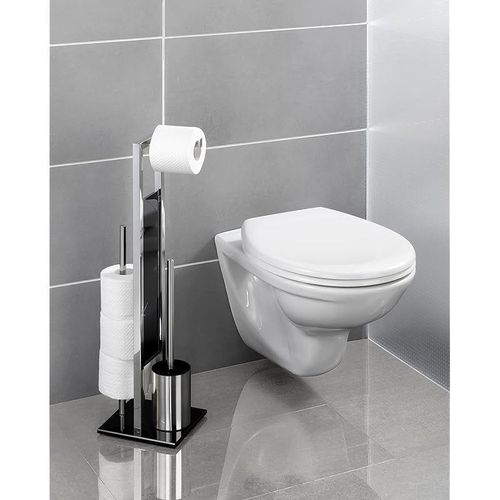 Wenko, Free Standing Toilet Brush Rivalta, Home And Bathroom Toilet Roll Organizer - Chrome