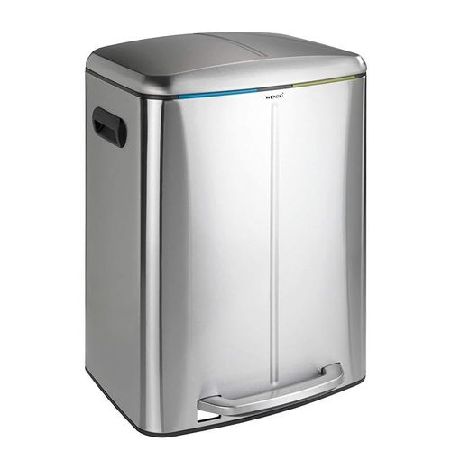Wenko Pedal Bin Primo, Easy-Close, Stainless Steel 2 X 20 Liter
