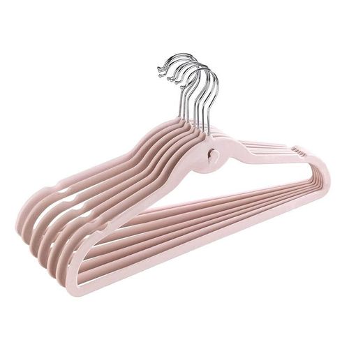 Wenko Velvet Clothes Hangers Flocked Set Of 7 Hangers In Pink - Set Of 7 Plastic (Abs) - Pink