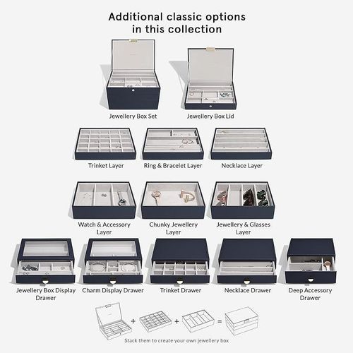 Stackers Classic Necklace Drawer, Pebble - Navy Blue