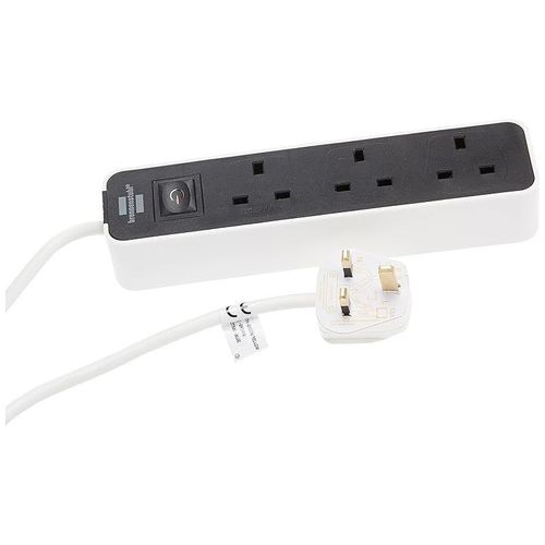 Brennenstuhl Ecolor 3-Way Extension Lead With 3 M Cable And On/Off Switch, 90 Angle Of Sockets - White/Black