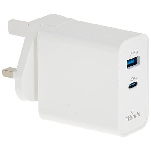 Trands 65W Dual Port Typec Usb Fast Charger - White