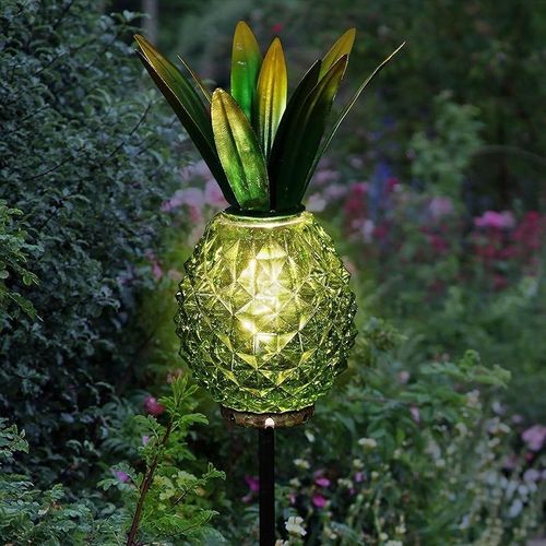 Exhart Solar And Pineapple Garden Stake - Green