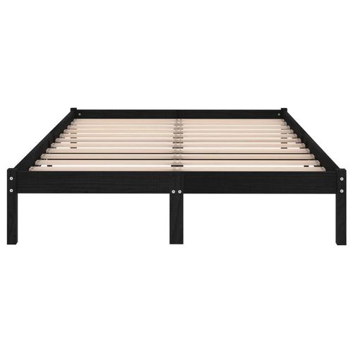 Bed Frame Black Solid Wood Pine 140x200 cm
