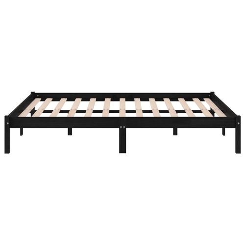 Bed Frame Black Solid Wood Pine 140x200 cm