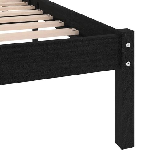 Bed Frame Black Solid Wood Pine 140x200 cm