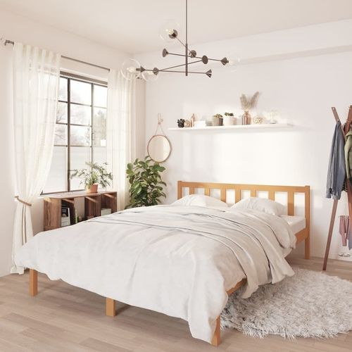 Bed Frame Honey Brown Solid Pinewood 120x200 cm