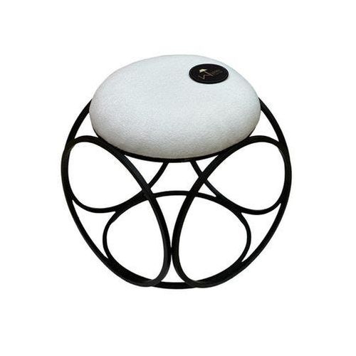 Wooden Twist Modern Round Spherical Design Wrought Iron Ottoman Comfortable Cushion