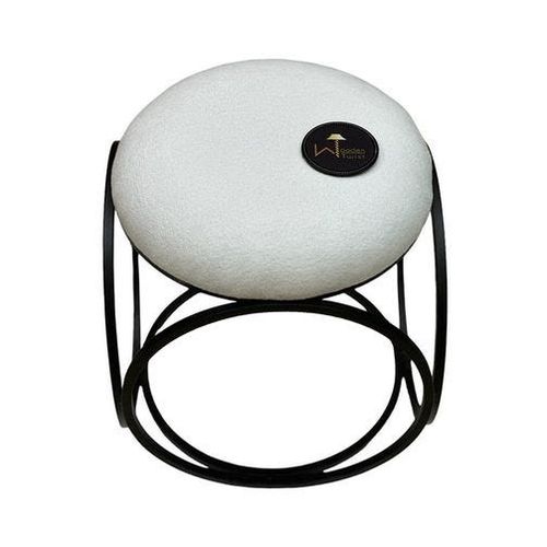 Wooden Twist Modern Round Spherical Design Wrought Iron Ottoman Comfortable Cushion