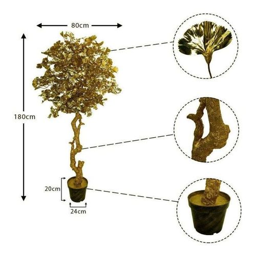 Artificial Ginkgo Biloba Tree Green/Black 180x80cm