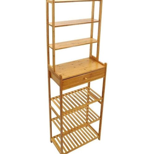 7-Tier Wooden Bookcase Shelf Beige