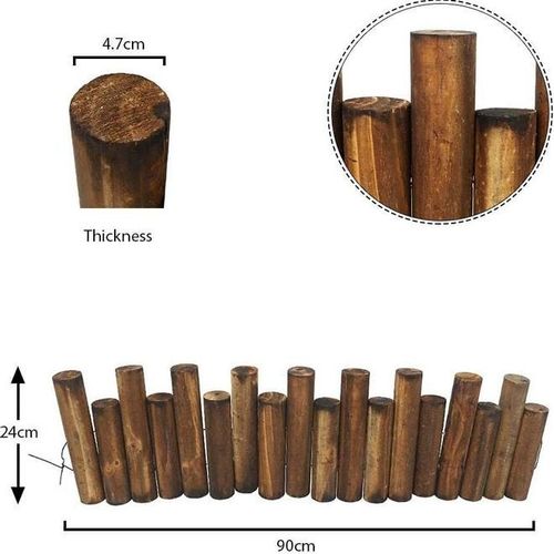 12 Pieces Garden Outdoor Lawn Stakes Edging Fence Brown 90cm